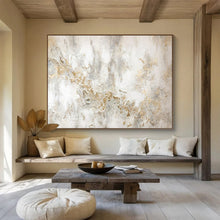 Load image into Gallery viewer, Hand - painted Generous - sized White and Gold Textured Art Acrylic Art for Luxury Living Spaces LargeART1772