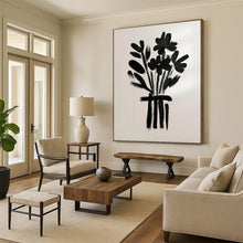 Load image into Gallery viewer, Minimalist Black - White Abstract Flower Painting, Suited for Contemporary Hallway & Art - Focused Office LargeART2035