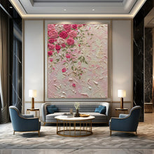 Load image into Gallery viewer, Textured Pink Roses Abstract Painting, Ideal for Romantic Bedroom & Feminine Boutique LargeART1450