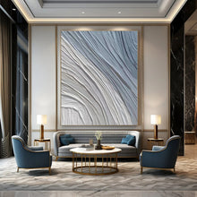Load image into Gallery viewer, Gray & Blue Textured Abstract Painting, Perfect for Coastal Home & Calm Office LargeART1431