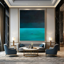 Load image into Gallery viewer, Large - Scale Hand - painted Solitary Boat on Turquoise Sea Acrylic Art for Serene Bedrooms LargeART0194