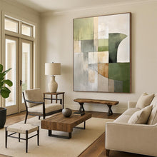 Load image into Gallery viewer, Large - Scale Green - Gray Geometric Abstract Acrylic Art for Modern Living Room & Office Lounge LargeART0394