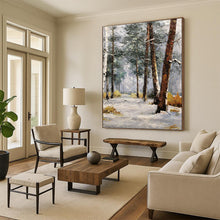 Load image into Gallery viewer, “Snowy Forest Path in Winter” - White, Grey, Brown Landscape Art on Canvas DKH1274