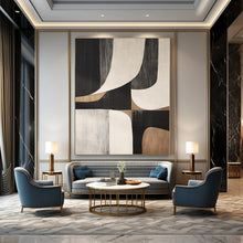 Load image into Gallery viewer, Curved Geometric Abstract Painting, Suited for Art - Deco Inspired Lounge & Creative Studio LargeART1372