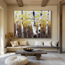 Load image into Gallery viewer, Golden Aspen Forest Abstract Painting on Canvas - “Autumn’s Embrace” DKH626