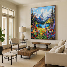 Load image into Gallery viewer, Abstract Painting Vivid Mountain Lake Art for Patio & Office Decor LargeART2156