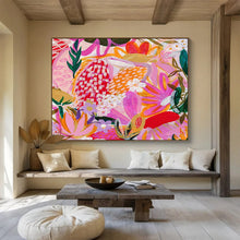 Load image into Gallery viewer, Vibrant Floral Abstract Painting on Canvas - “Tropical Blooms” DKH708
