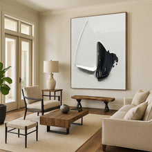 Load image into Gallery viewer, “Black and White Impasto Forms” - Minimalist Shaped Art on Canvas DKH1671