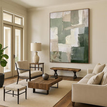 Load image into Gallery viewer, Green - Beige Abstract Geometric Painting, Ideal for Modern Office & Minimalist Living Room LargeART2053