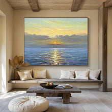 Load image into Gallery viewer, Seaside Sunset “Calm Horizon” Painting on Canvas, Luminous Maritime Art DKH883