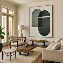 Load image into Gallery viewer, “Modern Green Geometric Forms” - Green, Grey Abstract Art on Canvas DKH1131