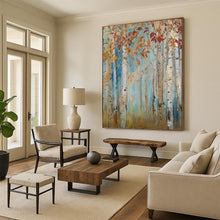 Load image into Gallery viewer, “Gilded Autumn Birch Forest” - Gold - Accented Woodland Art on Canvas DKH1437