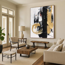 Load image into Gallery viewer, Large - Format Black - Gold Abstract Art for Luxury Entryway & Opulent Lounge LargeART0509