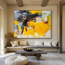 Load image into Gallery viewer, Bold Yellow Abstract Painting On Canvas DKH429