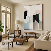 Load image into Gallery viewer, Pastel Geometric Collage Acrylic Art - Ideal for Feminine - inspired Boudoir & Calming Meditation Space LargeART0672