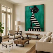 Load image into Gallery viewer, Green - Black - White Abstract Pet Portrait, Perfect for Playful Kids’ Room & Eclectic Living Room LargeART2049
