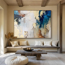 Load image into Gallery viewer, Earthy Tones Abstract Painting with Gold and Blue for Industrial - Chic Loft & Art - Centric Study DKH130
