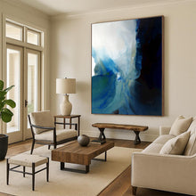 Load image into Gallery viewer, Blue and White Fluid Abstract Acrylic Art - Perfect for Coastal - inspired Bathroom & Creative Studio LargeART0587