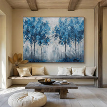 Load image into Gallery viewer, Hand - painted Large - Scale Blue Trees Abstract Landscape Acrylic Art for Calming Living Spaces LargeART1758