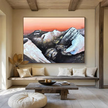 Load image into Gallery viewer, Snow - Capped Mountains with Orange Sky Abstract Painting on Canvas - “Mountain Dream” DKH651