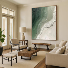 Load image into Gallery viewer, Textured Green & White Abstract Painting - Ideal for Home Office & Meditation Room LargeART2353