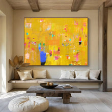 Load image into Gallery viewer, Bright Yellow Abstract Energy Painting for Sunny Kitchen & Creative Studio DKH038