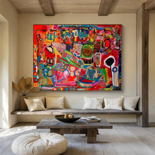 Load image into Gallery viewer, Hand - painted Bold Colorful Abstract Mosaic Acrylic Art for Modern Art Galleries at Home LargeART1680
