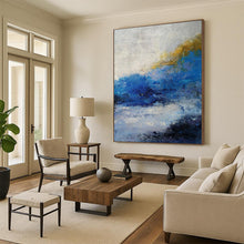 Load image into Gallery viewer, Large - Scale Blue and Yellow Abstract Revisited Acrylic for Beachfront Restaurant & Coastal Home Office LargeART0362