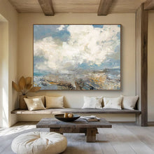 Load image into Gallery viewer, Hand - painted Cloudy Landscape Acrylic Art for Serene Living Room Decor LargeART1665