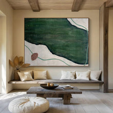 Load image into Gallery viewer, Green - White Abstract Landscape Painting on Canvas - “Nature’s Path” DKH610