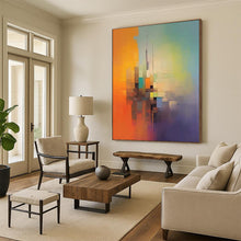 Load image into Gallery viewer, Large - Scale Hand - painted Color - Blocked Urban Abstraction Acrylic Art for Modern City Lofts LargeART0234