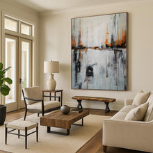 Load image into Gallery viewer, Large - Scale Orange & Gray Abstract Acrylic Painting for Living Room & Office Decor LargeART0384