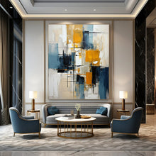 Load image into Gallery viewer, Blue & Yellow Abstract Painting, Suited for Urban Loft & Creative Workplace LargeART1452