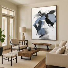 Load image into Gallery viewer, Custom Large - Scale Blue - Black Dynamic Strokes Art - Perfect for Modern Office & Creative Studio LargeART0795