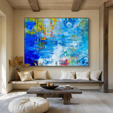 Load image into Gallery viewer, Blue Abstract Expressionist Painting On Canvas DKH439