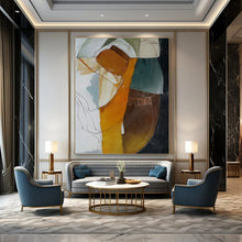 Load image into Gallery viewer, Orange, Green & Blue Abstract Figure Painting, Ideal for Eclectic Living Room & Creative Studio LargeART1457