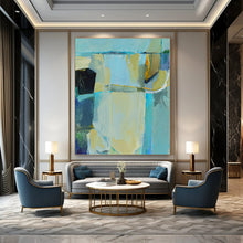 Load image into Gallery viewer, Blue & Yellow Abstract Canvas Painting, Ideal for Coastal Home Office & Bright Modern Kitchen LargeART1308