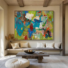 Load image into Gallery viewer, Hand - painted Colorful Abstract Collage Acrylic Art for Bohemian - Chic Living Rooms LargeART1677