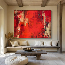 Load image into Gallery viewer, Bold Red Abstract Painting with Textured Layers for Dramatic Living Room & Art - Themed Bar DKH296