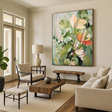 Load image into Gallery viewer, Green and Beige Floral Abstract Painting, Ideal for Botanical Living Room & Relaxing Bedroom LargeART1873