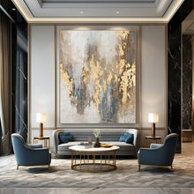 Load image into Gallery viewer, Gray & Gold Abstract Painting, Perfect for Luxury Bedroom & Upscale Lounge LargeART1471
