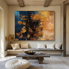 Load image into Gallery viewer, Blue - Gold Abstract Painting for Elegant Dining Room & Art Gallery Corridor DKH267