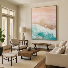 Load image into Gallery viewer, Custom Large Pink and Blue Seaside - Perfect for Beachfront Hotel Room & Coastal Living Room LargeART0751