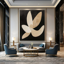 Load image into Gallery viewer, Large - Sized Hand - painted Gold & Cream Floral Silhouette Acrylic Art for Elegant Bedrooms LargeART0138