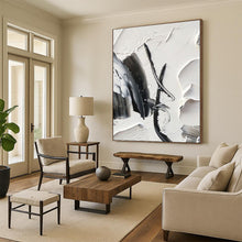 Load image into Gallery viewer, Large - Scale Hand - painted White and Black Textured Forms Acrylic Art for Contemporary - Style Studies LargeART0243
