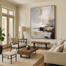 Load image into Gallery viewer, Gray - Gold Abstract Landscape Art for Contemporary Living Room & Art Gallery LargeART0863