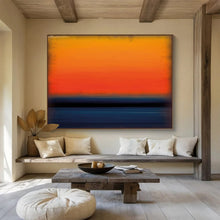 Load image into Gallery viewer, Orange And Blue Abstract Sunset Painting On Canvas DKH449