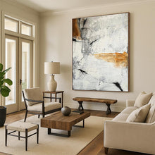 Load image into Gallery viewer, “Grey & Orange Abstract Texture” - Modern Impasto Art on Canvas DKH1457