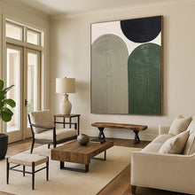 Load image into Gallery viewer, “Textured Arches in Neutral Tones” - Beige, Green, Black Abstract Art on Canvas DKH1166