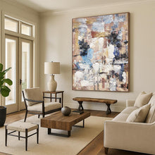 Load image into Gallery viewer, “Muted Tones Abstract Landscape” - Beige, Blue, Grey Abstract Art on Canvas DKH1303